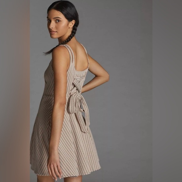 Maeve Anthropologie Jacquard Mini ALine Skater Dress Pink Sleeveless Small S New - Picture 4 of 12